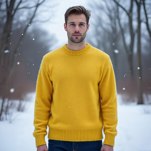 สเวตเตอร์ขนแคชเมียร์โอเวอร์ไซส์ของผู้ชายเสื้อสเวตเตอร์ขนแกะขนแกะขนแกะขนแกะขนเทียมแบบถักสำหรับผู้ชาย - Product Image 2