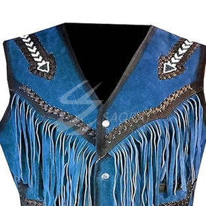 Buena calidad 100% cuero hecho moda chaleco precio razonable transpirable hombres ropa vaquero cuero chaleco para venta en línea - Product Image 4