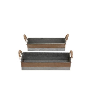 Bandeja galvanizada con asa de metal Bandeja de servicio de forma ovalada para uso doméstico y de hostelería - Product Image 6