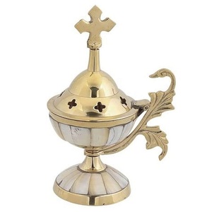 Quemador de Incienso de Latón Puro con Grabado y Acabado Pulido, Quemador de Lobán Tradicional de Latón Vintage de Alta Calidad para Decoración del Hogar - Product Image 2