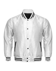 High Quality Winter Front Satin Shiny Fabric Cotton Rib <b>Men</b> Streetwear Fashion Varsity <b>Jacket</b> Custom Embroidery Wholesale - Product Image 5
