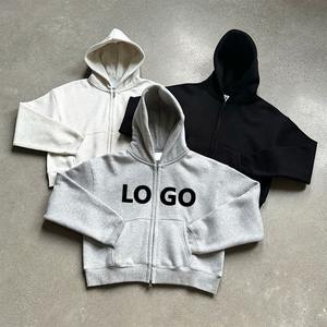 เสื้อมีฮู้ดแบบบ็อกซี่ฟิตรูดซิปคู่โอเวอร์ไซส์ผ้าฟลีซ350gsm วินเทจ - Product Image 2