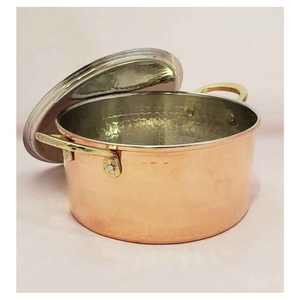 Olla de cobre ecológica de alta calidad con tapa, juegos de utensilios de cocina de nuevo diseño, exportación directa desde la India - Product Image 2