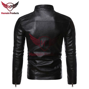 Chaqueta de Cuero Genuino Color Bronceado para Hombre, Estilo Motero, Cuello Alto, Chaqueta de Cuero para Motocicleta, Fabricante OEM ODM - Product Image 3