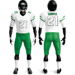 Personalizado 100% poliéster sublimado uniforme de fútbol americano para los hombres transpirable blanco verde aparejos sarga equipo Jersey corto - Product Image 1