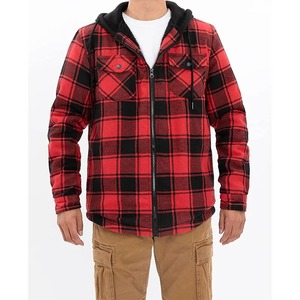 Wholesale <b>Men's</b> Lined Full Zip Hooded Solid Front Logo Windproof Breathable Custom Made College Zip-Up <b>Flannel</b> Shirt <b>Jacket</b> - Product Image 4