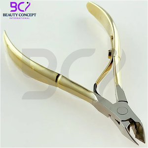 Vente en gros de pinces à cuticules courbées en acier inoxydable plaqué or, multifonctionnelles, professionnelles, durables, à large ouverture de mâchoire - Product Image 6