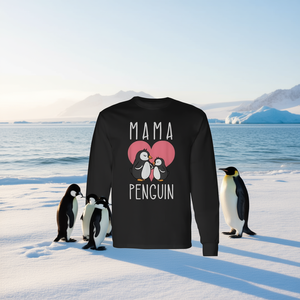 T-shirt a maniche lunghe Mama Penguin, regalo coordinato per la festa della mamma - Product Image 3