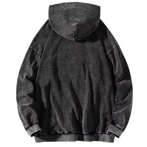 Sweat à capuche tendance pour homme, délavé à l'acide, coupe classique, molleton épais, vintage, streetwear, logo personnalisé, fermeture éclair, 100% coton, séchage rapide - Product Image 2