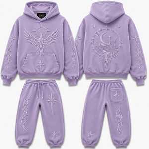 Sudadera con Capucha Bordada con Fénix Celestial, Conjunto Deportivo de Felpa Premium Phoenix Eclipse, Sudadera con Capucha Bordada con Luna Mística - Product Image 1