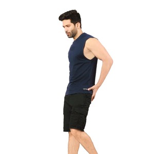 Venta al por mayor Verano Hombres Azul Marino 100% Algodón Muscle Fit Tank Tops Sin Mangas O-cuello Diseño Casual Chaleco Tejido Método - Product Image 3