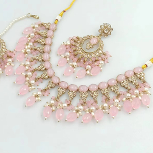 DERNIÈRE ANTIQUE MOTIPEARL & DROP COLLIER FANTAISIE À LA MODE PLAQUÉ OR AVEC ENSEMBLE DE BOUCLES D'OREILLES MANGTIKKA ET ENSEMBLE DE BIJOUX FEMMES - Product Image 1