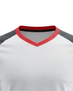 Camiseta Deportiva con Cuello en V para Hombre, Blanca, Negra, Roja, de Poliéster, Estampada, de Secado Rápido, Transpirable, para Entrenamiento Atlético, con Logotipo Personalizado OEM - Product Image 5