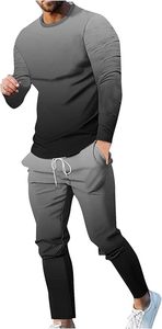 Conjunto corto de 2 piezas de alta calidad para hombre, pantalones deportivos de manga larga de Color degradado, atuendo informal para invierno - Product Image 4