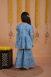 Vestido Sharara étnico azul para niños, traje de fiesta para bodas y celebraciones festivas - Product Image 4