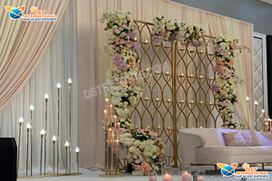 Encantadora hoja diseño vela pared para boda salón marroquí Sangeet noche vela paredes recepción escenario telón de fondo velas paredes - Product Image 6