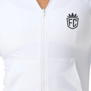 <b>Womens</b> <b>White</b> Zip Up Hoodie Stretch Performance Jacket <b>Long</b> <b>Sleeve</b> Fitted Activewear <b>Top</b> For Gym Training Yoga - Product Image 5