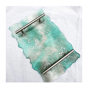 Elegante Bandeja de Servicio de Resina Epoxi Personalizable, Diseño Rectangular para el Hogar, Restaurante, Hotel, Bandeja de Resina - Product Image 1