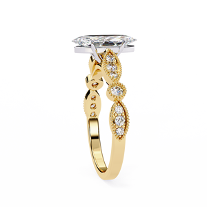 Bague de fiançailles en diamant de laboratoire de taille marquise certifiée IGI de 1 carat, sertie en or vintage, bijoux fins élégants - Product Image 4