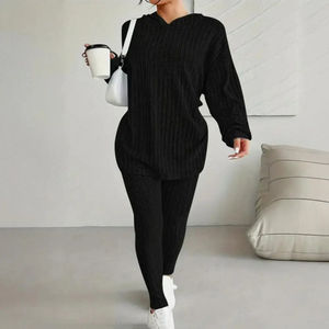 ชุดวอร์มกางเกงผ้าฟลีซผ้าฝ้ายมีฮู้ดขนาดใหญ่พิเศษใส่ได้ทั้งชายและหญิง - Product Image 3