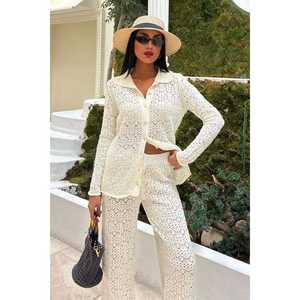 ชุดกางเกงลำลองฤดูร้อนแบบถักโอเป่นเวิร์คของโอเดตต์ระบายอากาศได้ดีสไตล์ 9934 - Product Image 3