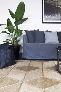 พรมหญ้าทะเลทอมือเรขาคณิตพรมปูพื้นเป็นมิตรกับสิ่งแวดล้อมธรรมชาติสำหรับห้องนั่งเล่นห้องนอนและของตกแต่งทางเข้า - Product Image 4