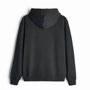 Men's <b>Black</b> Hooded <b>Zip</b> Up Sweatshirt Regular Fit Solid Colour Casual Fleece <b>Hoodie</b> With Front Pockets Autumn Wear 2027 - Product Image 2