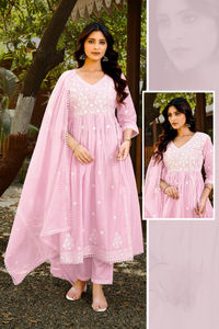 Magnifiquement conçu Chinnon indien pakistanais fête de mariage Collection Salwar Kameez Kurti Dupatta complet intérieur séchage rapide tout - Product Image 2