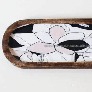 Plateau de service sur mesure de luxe en gros, en bois d'acacia fait à la main, imprimé émail, meilleure qualité, qualité supérieure, plateau de service sur mesure - Product Image 2