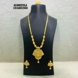 ชุดสร้อยคอยาวแฟชั่นมาใหม่พร้อมต่างหูและแหวนชุบทอง18K หนึ่งกรัมสำหรับผู้หญิง - Product Image 1