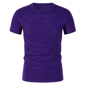 Venta al por mayor de ropa informal de los hombres de buena calidad de diseño personalizado de ajuste regular camisetas de cuello redondo 220 gramos de tela sólida patrón impreso - Product Image 5