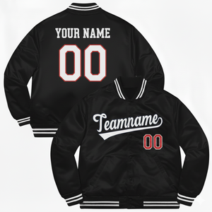 Chaqueta Universitaria de Béisbol de Satén Bordada Personalizada, Chaqueta de Invierno con Cierre, Cuello Alto, Diseño Sólido, Unisex, Relleno Grueso - Product Image 3