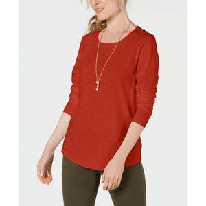 Maglia Casual da Donna Style & Co a Maniche Lunghe con Scollo Rotondo, Arancione, Taglia X-Large, in Tessuto Lavorato a Maglia, Elemento di Moda Semplice - Product Image 1