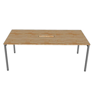 Mesa de Conferencia OMA Serie II con Patas de Hierro 200x100cm Diseño Moderno Minimalista Madera de Caucho HBOM208 Muebles de Oficina para Hoteles - Product Image 2