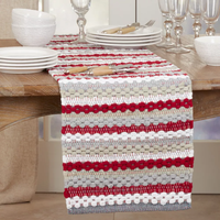 Chemin de table multicolore en coton 100% tissé à la main avec motifs floraux Chindi