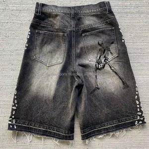 Mejor Diseño de Fabricante, Pantalones Cortos Vaqueros Vintage Personalizados con Pedrería para Hombre, Hechos en Pakistán, Servicio OEM, Diseño ODM - Product Image 6