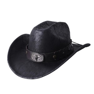 Sombrero de vaquero occidental para mujer imitación de cuero melocotón corazón diseño Jazz sombrero de copa Casual apropiado viaje Sombrero Hombre - Product Image 4