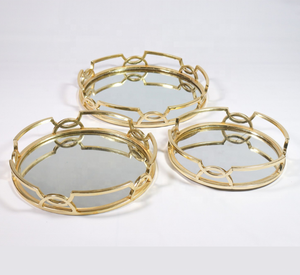 Plateau de service à café en cuivre imitation antique poli en laiton avec logo imprimé, présentoir alimentaire en métal, cadeau d'affaires personnalisé, fabrication européenne - Product Image 1