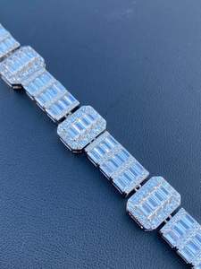 Hand Made Baguette And Round VVS Moissanite Diamond <b>Gold</b> Plated 925 Silver Iced Out Hip Hop <b>Bracelet</b> For <b>Men</b> At Best Price - Product Image 6