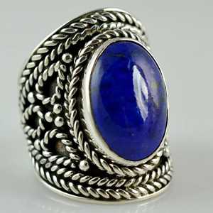 925 Sterling Silver Handmade <b>Statement</b> <b>Ring</b> with Lapis Lazuli Natural Blue Oval Gemstone Boho September Birthstone Jewelry Gift - Product Image 5