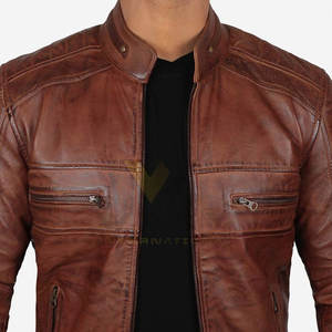 Veste en cuir à capuche pour homme de la meilleure qualité pour l'automne et l'hiver, tissu en cuir véritable léger en stock - Product Image 2