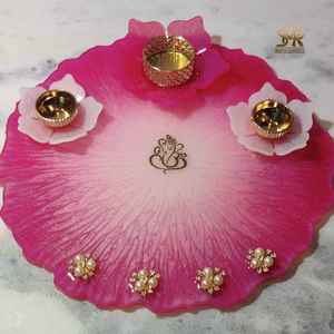 Plateau de Puja en résine époxy écologique haut de gamme, modèle décoratif pour le festival de Diwali, les rituels quotidiens à la maison, les mandirs, les cadeaux - Product Image 2