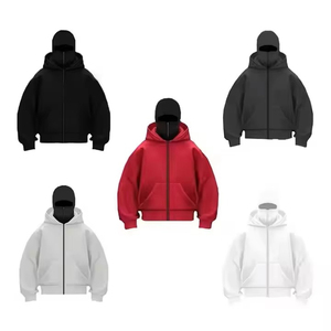 Sudadera con capucha doble de peso pesado para hombre de 350gsm al por mayor 80% Algodón 20% poliéster diseño ajustado en caja con patrón de araña Uso de invierno - Product Image 6