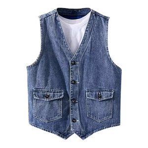 Nuevo Chaleco Vaquero de Algodón Transpirable de Moda para Hombre, Otoño Invierno, Uso en Exteriores, Bolsillos, Estilo Urbano, Servicio OEM - Product Image 1