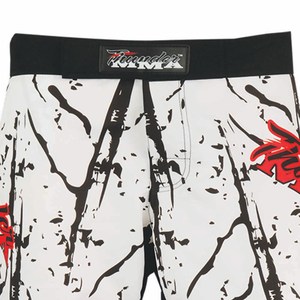 กางเกงมวยไทยขายส่งยอดนิยม ออกแบบเองได้ ยืดหยุ่นสูง แห้งเร็ว สีขาวดำ โพลีเอสเตอร์ 100% - Product Image 3