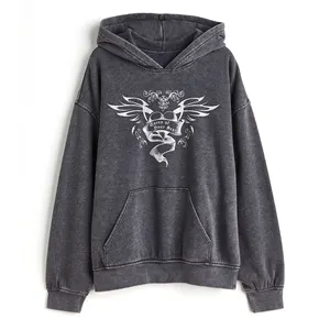 Grey/Queen of your heart Oversized hoodie in sweatshirt fabric with a soft brushed Kangaroo pocket and ribbing at the cuffs