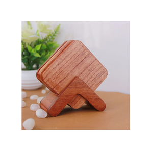 Dessous de verre en bois dernier modèle avec support de support forme carrée couleur bois naturel caboteur en bois artisanal - Product Image 1