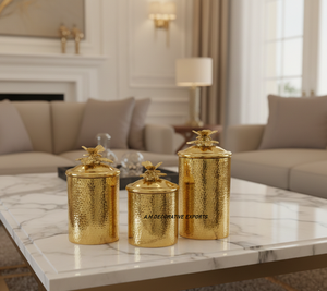 Ensemble de pots en métal artisanal de luxe en acier inoxydable pour cadeaux, avec couvercle à boucle, pour la maison et la cuisine, stockage alimentaire écologique, fraîcheur garantie - Product Image 1