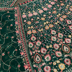 Belle fête porter 4 mètres évasé fausse Georgette Lehenga broderie paillettes travail - Product Image 1