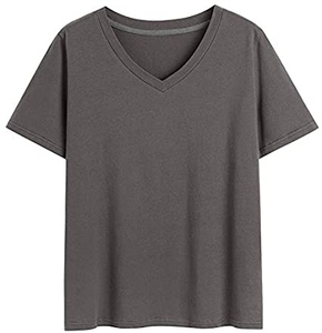 Camiseta de algodón de color sólido para mujer, camiseta de manga corta de color sólido con cuello personalizado, camiseta de talla grande para mujer - Product Image 2